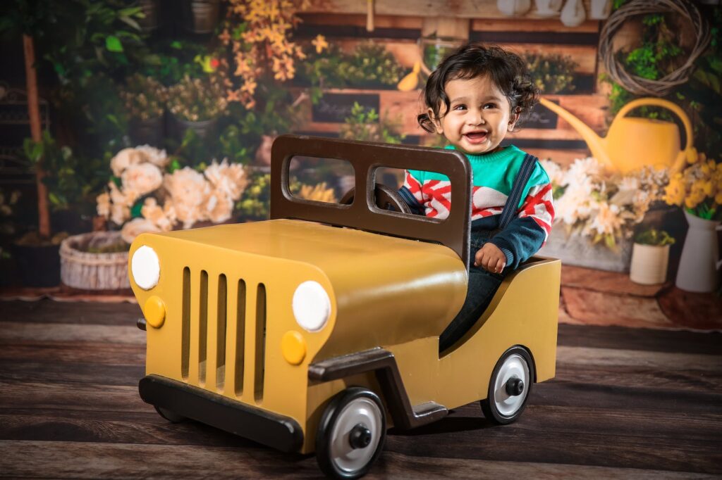 Children playing with second hand toys at home in a safe and happy environment