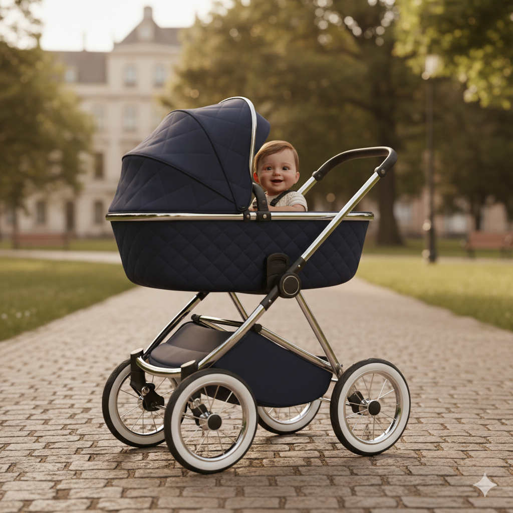 Parent buying a used stroller online in India through a trusted baby gear platform