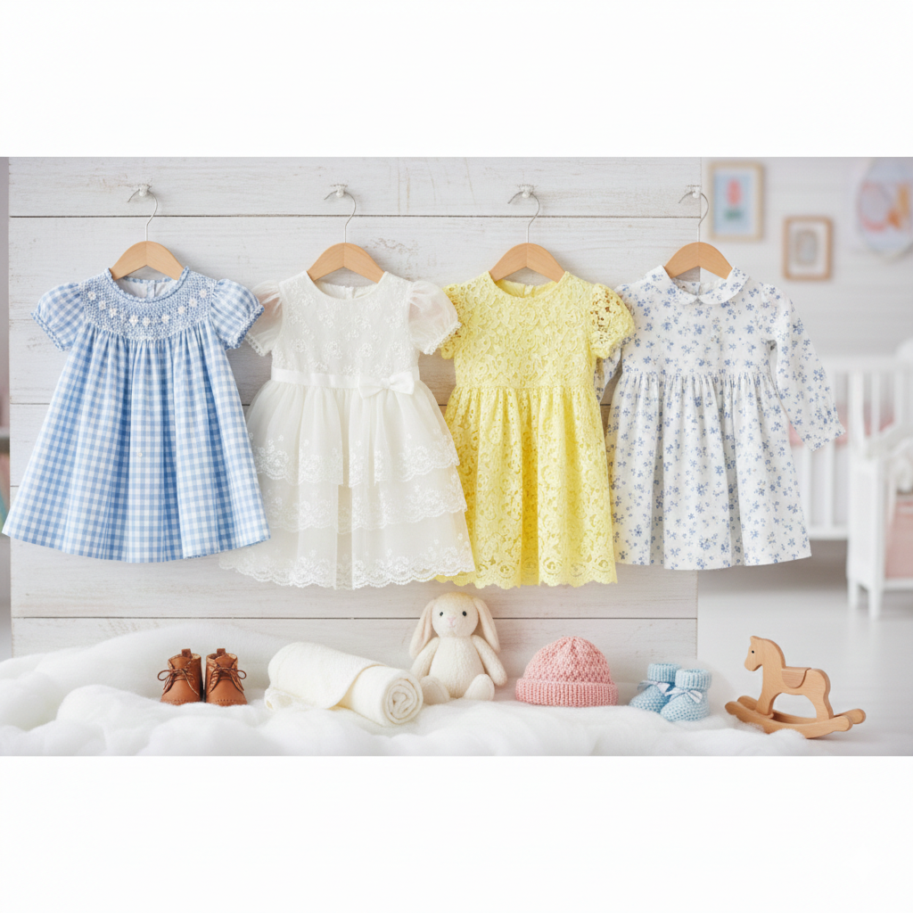 Pre loved baby dresses made from soft cotton as an alternative to fast fashion