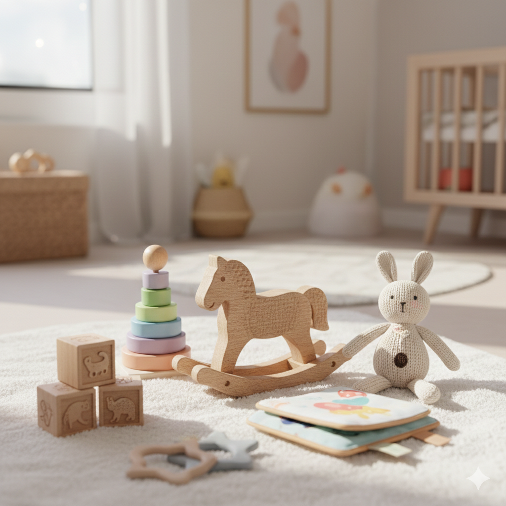 Parent checking safe second hand toys for damage and small parts before buying